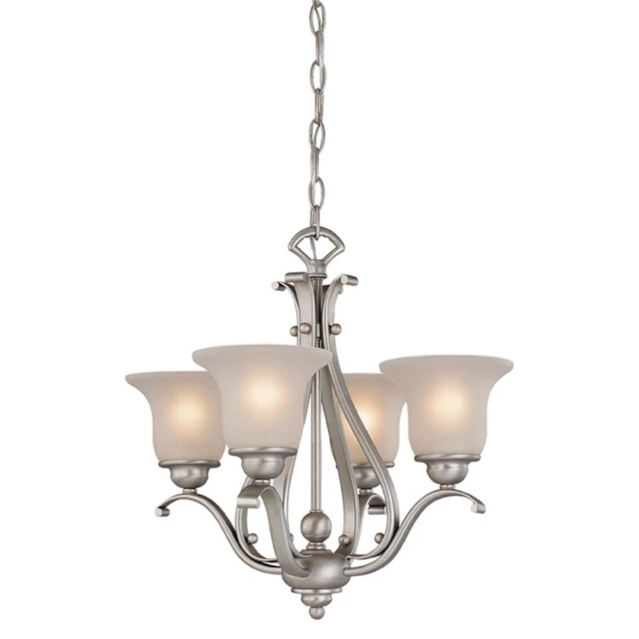 Vaxcel Monrovia 4 Light Mini Chandelier, Nickel/Frosted Seeded Glass - CH35404BN - Image 1 of 1