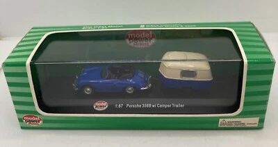 Model Powers Minis Porsche Convertible 356B with Camper Trailer - Image 1 of 4