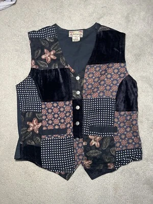 Colete de retalhos vintage anos 90 algodão expresso tamanho grande - Imagem 1 de 4