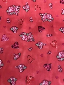 1/2 Metre Pink & Red Heart Design 100% Cotton Fabric - Picture 1 of 1
