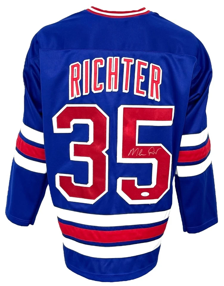 Camiseta deportiva azul autografiada estilo profesional de Mike Richter de los New York Rangers BAS auténtica... Foto 1 de 1
