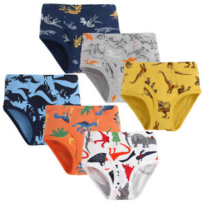 6-pack 100% Cotton Boys Briefs Soft Comfortable Dinosaur Truck Toddler Underwear