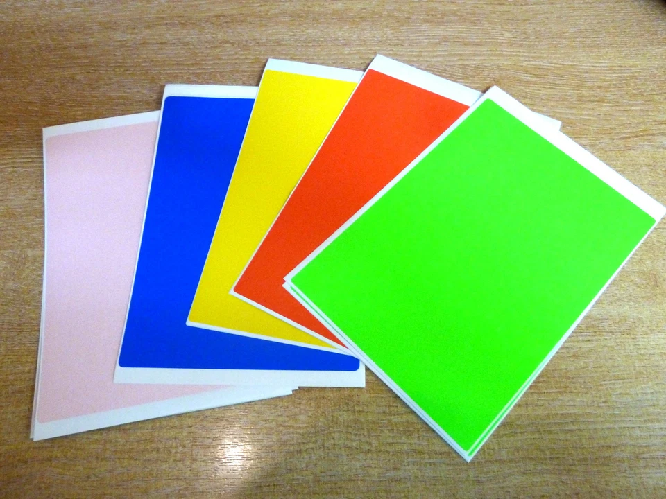 Large 195x139mm A5 coloured self-adhesive paper labels stickers Mix of 5 colours - Image 1 of 1