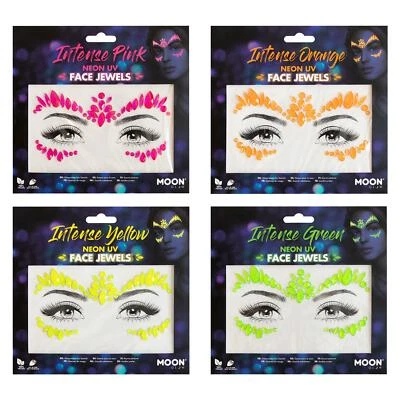 Neon UV Face Jewels by Moon Glow - Festival Face Body Gems, Crystal Make up