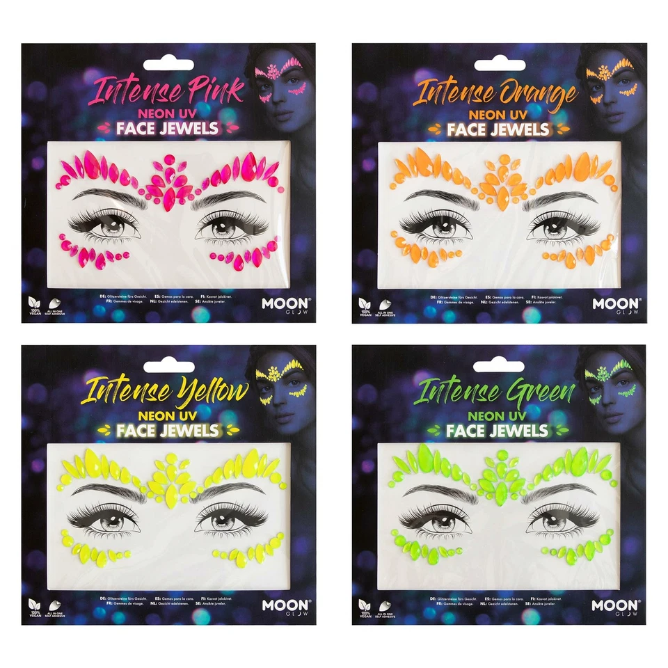 Neon UV Gesichtsjuwelen von Moon Glow - Festival Gesicht Körper Edelsteine, Kristall Make-up