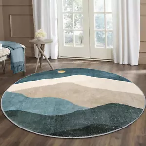 6Ft Abstract round Rugs for Bedroom,Soft Washable Non-Slip Large Circle Rug,Chic - Picture 1 of 8