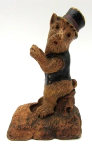 Antique Scottie Dog Brush Holder Top Hat - 6" - New York - Bild 1 von 7