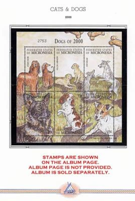 MICRONESIA 2000 Perros Y Gatos X4 S/S MNH ** LABRADOR GREYHOUND, PASTOR ALEMÁN - Imagen 1 de 3