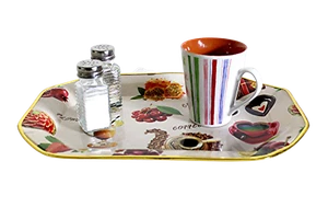 Plastic Serving Tray 14.75”x10” Coffee Print, Tea, Dinner, Lap Tray - New - Picture 1 of 5