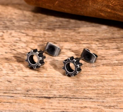 Aretes góticos rock punk de acero inoxidable para hombre/mujer Foto 1 de 4