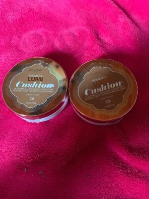 Loreal Set x2 True Match Lumi Cushion Luminous Foundation C8 Cocoa New  - Image 1 of 3