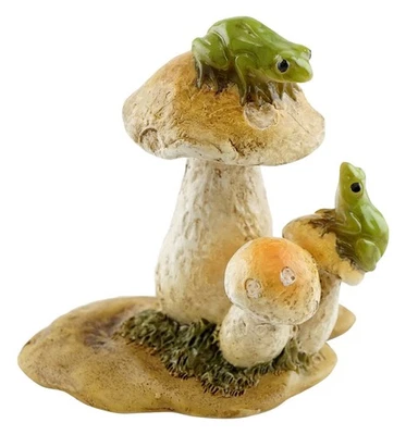 Miniature Fairy Garden and Terrarium Mini Frogs on Mushrooms Statue - Image 1 of 3