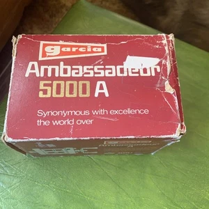 VTG Abu Garcia Ambassadeur 5000 A Red Baitcasting Fishing Reel Box Papers Case - Picture 1 of 22