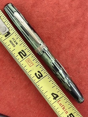 Pluma Estilográfica Mabie Todd Swallow ~ Interesante Celuloide ~ 14K Plumín Fino-Mediano Foto 1 de 4