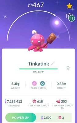 🌟POKEMON GO - Shiny Tinkatink *Registered/1 Million Stardust*🌟 - Image 1 of 2