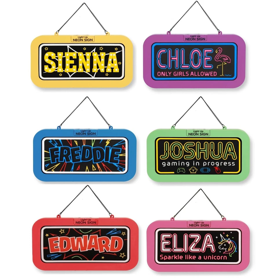 Light Up Name Sign Neon Various Designs Girls Boys Children Bedroom Door - image 1 of 1