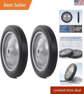 12 Zoll x 1,75 Zoll flachfreie Vollgummi-Rad-Baugruppen - 2er-Pack, 176 Pfund Kapazität - Bild 1 von 8