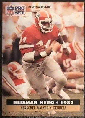 Herschel Walker #44 1991 NFL Pro Set Heisman Hero 1982 Georgia Football Card - Image 1 of 2