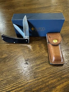 Cutco Made in USA Pocket Knife Model 1884 Trapper 2 Blade Leather Case Serrated - Picture 1 of 5