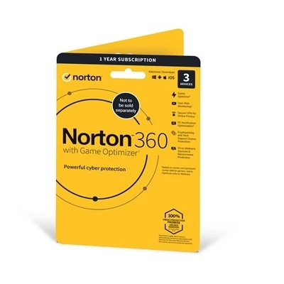 Norton 360 With Game Optomizer 2022 Antivirus Software for 3 Devices 1-Year Subs - Image 1 of 1