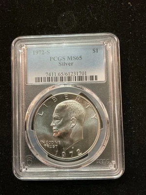 Dólar Ike Eisenhower 1972 S $1 de plata graduación profesional MS65 Foto 1 de 4