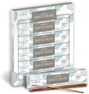 Indian Arts by Stamford Gift Pack of 6 boxes x 15 Incense Sticks.  WHITE MUSK - Picture 1 of 2