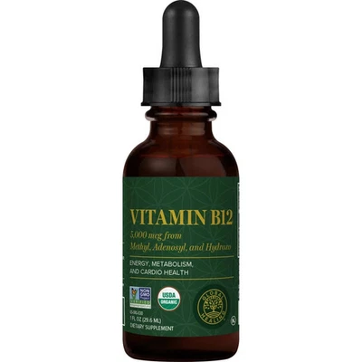 Vitamin B12, 5000 mcg, 3-in-1 Organic Liquid Vitamin B12, 30-Day Supply (1 Oz) - Image 1 of 4