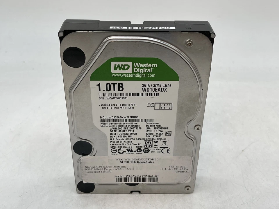 Western Digital Green WD10EADX 1TB 3.5" SATA Internal HDD GRADE A FREE S/H - Image 1 of 4
