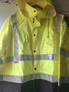 M L Kishigo Rain Suit R W J 100 Yellow Black Bottom Size 4x -5 × - Picture 1 of 8