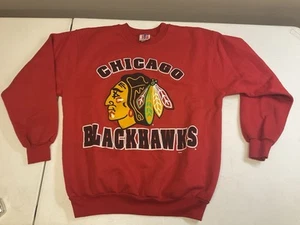 Vintage Chicago Blackhawks Sweatshirt Crewneck Kick NHL  90s Large L Sweater - Picture 1 of 12