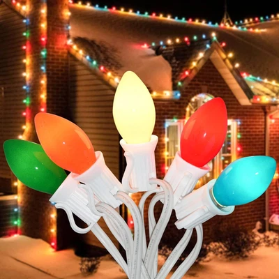 25Ft Christmas Lights Multicolor, C7 Vintage Christmas Light with 27 Colorful Ce - Image 1 of 4
