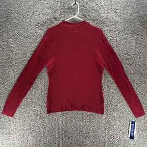 Vintage Pendleton Sweater Women Large Red 100% Silk Ribbed Stretch New With Tags - Picture 1 of 13