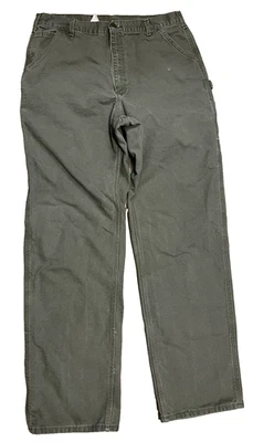 Carhartt Pants Mens 38x36 Green B11 MOS Original Dungaree Fit Workwear Cotton - Image 1 of 4