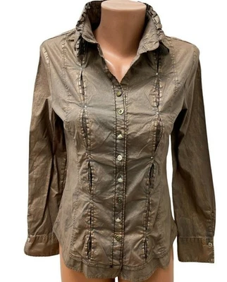 ELLY ITALIA - ELISA CAVALETTI Talla XS - Camisa Blusa Camisa Metálica Top Marrón Foto 1 de 4