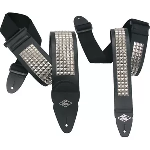LM Products Studded Leather Guitar Strap Black 3 in. - Picture 1 of 12