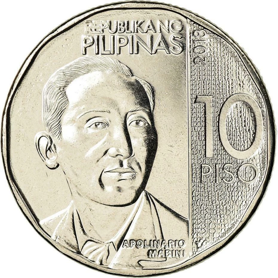 Philippines 10 Piso New Apolinario Mabini Coin KM303 2017 - 2019 - Image 1 of 4