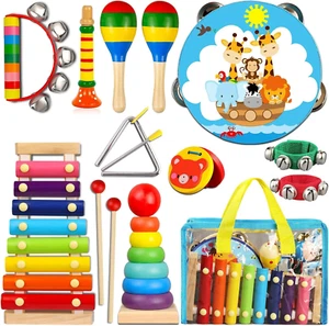 Musical Instruments Wooden Percussion Instruments Baby Kids Preschool Toys Set - Picture 1 of 12