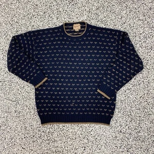 Vintage Woolrich Navy Wool Knit Birdseye Crewneck Sweater Gr. XL Fisherman - Bild 1 von 5
