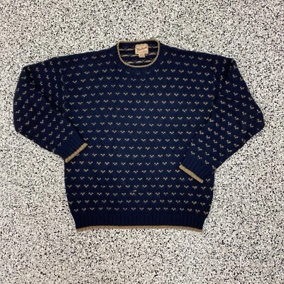 Vintage Woolrich Navy Wool Knit Birdseye Crewneck Sweater Sz XL Fisherman - Image 1 of 4