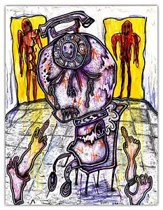 HAPPY GRAVE Original Mixed Media Gemälde 2023 surreale Kunst: "SCHLECHTESTE MEMORIES" - Bild 1 von 1