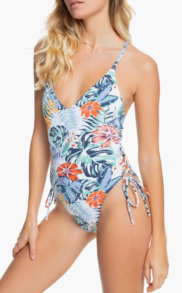 Roxy Beach Floral Classics One-Piece Swimsuit L143748 Womens Size M