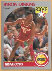 BYRON DINKINS HOUSTON ROCKETS ROOKIE #123 NBA HOOPS 1990-91 - Picture 1 of 2