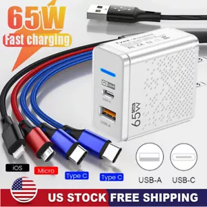 65W Super Fast Charging USB Type C Wall Charger For Samsung iPhone Android Phone - Picture 1 of 29