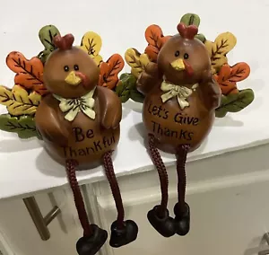 Peregrino Pavo Pareja Decorativo Otoño Estante Cuidadores Dar Gracias Agradecer - Imagen 1 de 6