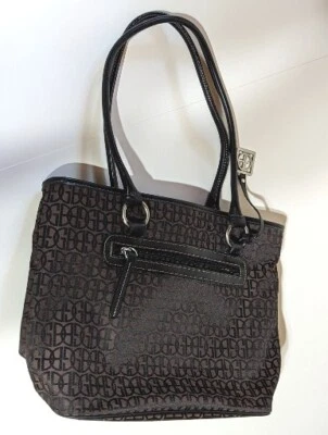 Giani Bernini Womens Shoulder Bag Purse Handbag Satchel Leather Trim Brown Black - Image 1 of 4