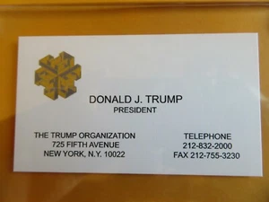 DONALD TRUMP, Biglietto da visita della sua azienda THE TRUMP ORGANIZATION-Custodia acrilica - Foto 1 di 8