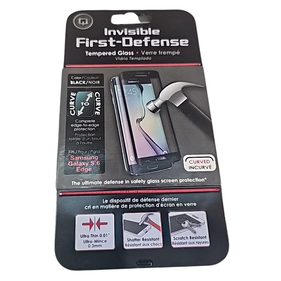 Qmadix Invisible Defense Tempered Glass Samsung Galaxy S6 Edge SM-G925F Black - Image 1 of 4