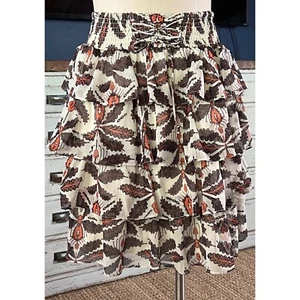 NWT New $140 Anthropologie Let Me Be Ruffled Floral Corset Tie Mini Skirt XL - Picture 1 of 10