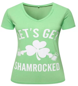 Yangelo Damen St. Patricks Day Let's Get Shamrocked V-Ausschnitt Shirt Small - Bild 1 von 3