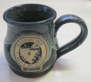 Deneen Pottery USA Green Mug -PLEASANT VIEW BED & BREAKFAST Chippewa Falls Wi - Picture 1 of 9